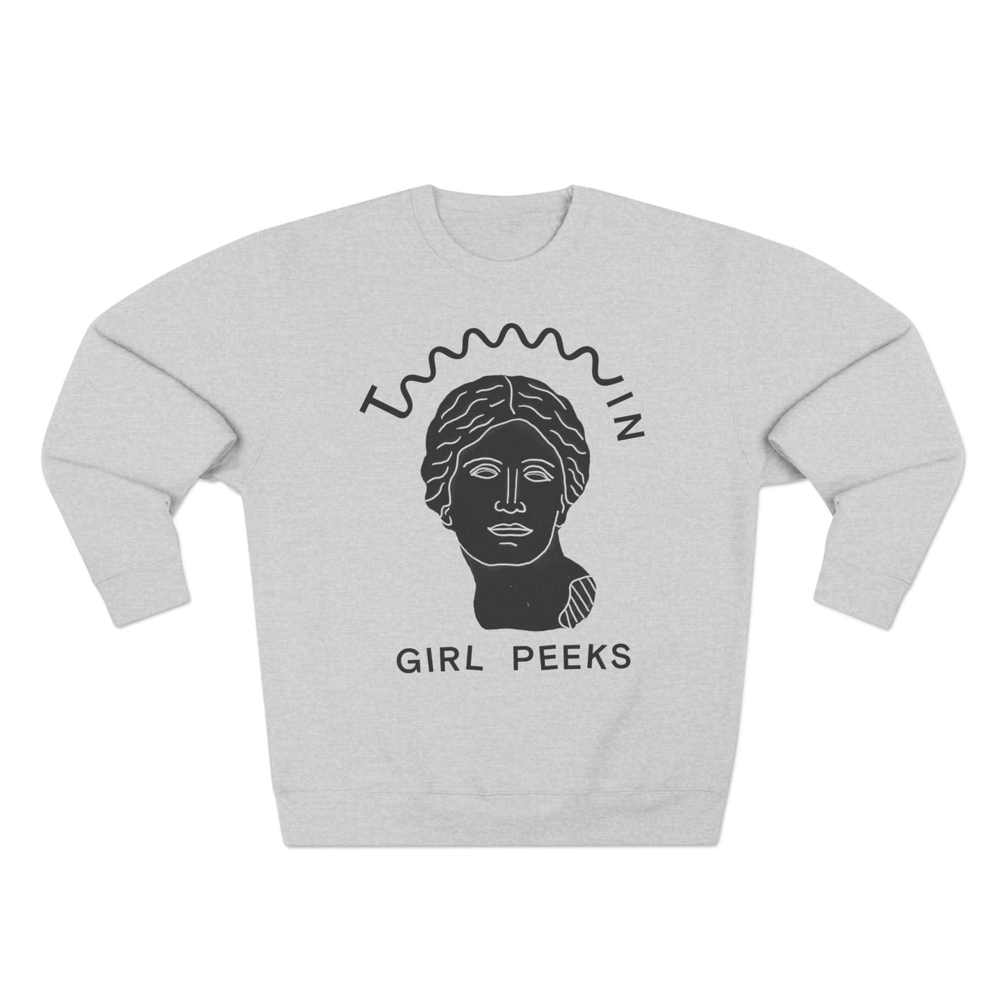 Greek Statue 'Girl Peeks' Crewneck Sweatshirt – Vintage Classical Art Graphic