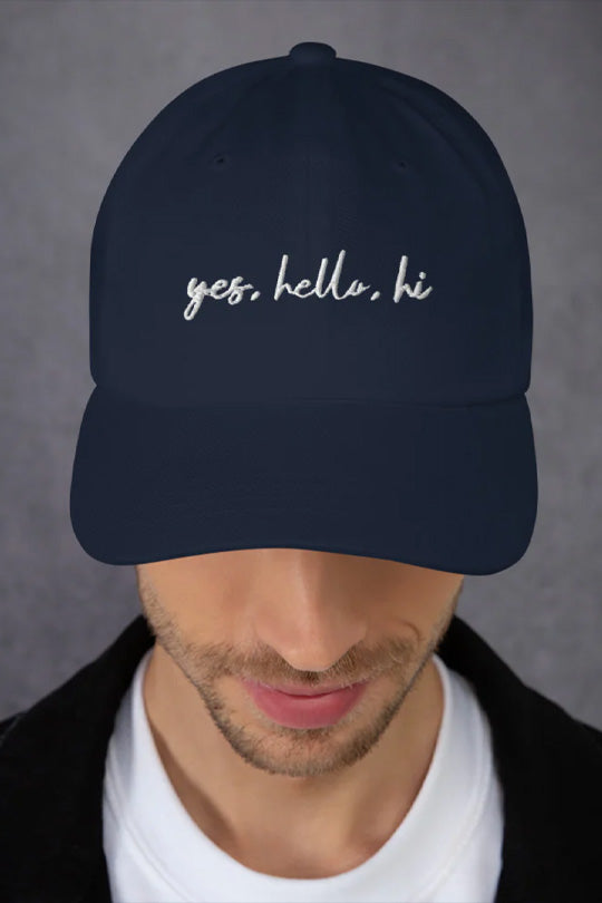 Yes, Hello, Hi (navy and light blue)
